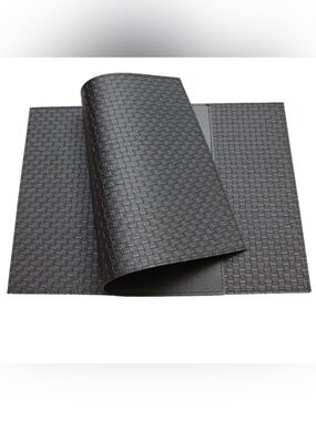Black Faux Leather Woven Placemats Set of 8 Basketweave 13x18 Waterproof Modern